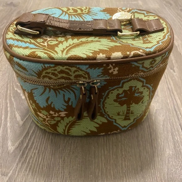 Spartina Daufuskie Island Brown Green Blue Zip Cosmetic Makeup Bag - Picture 1 of 15